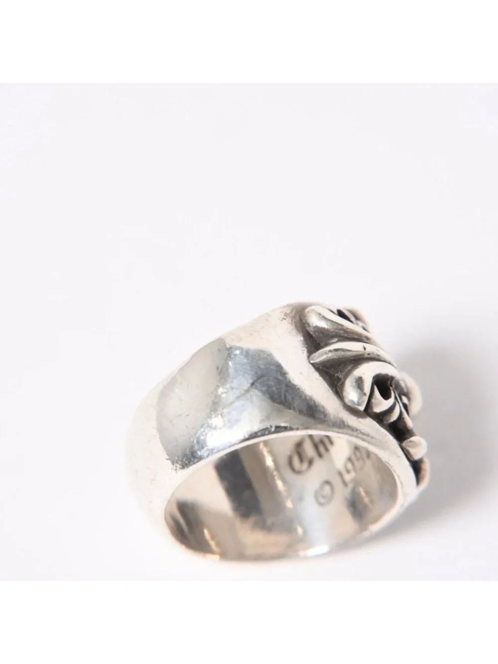 Chrome Hearts Keeper Ring Floral Arabesque Pattern 925 Sterling Silver